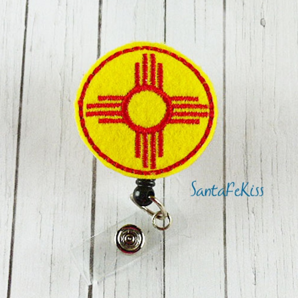 New Mexico Felt Badge Reel Handmade by SantaFeKiss